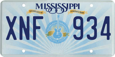 MS license plate XNF934