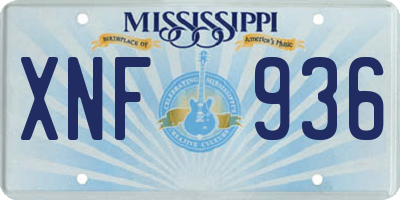 MS license plate XNF936