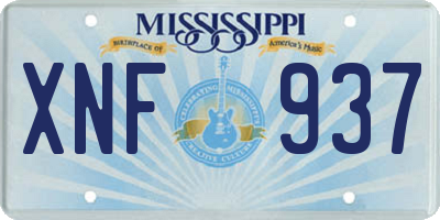 MS license plate XNF937