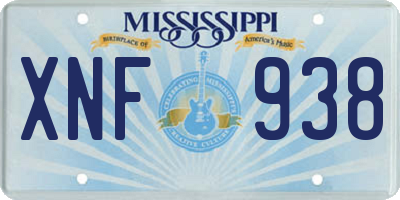 MS license plate XNF938
