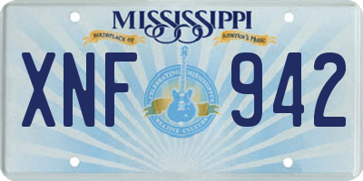 MS license plate XNF942