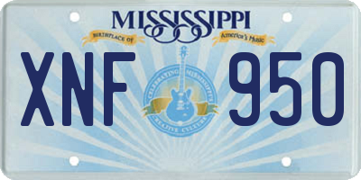 MS license plate XNF950