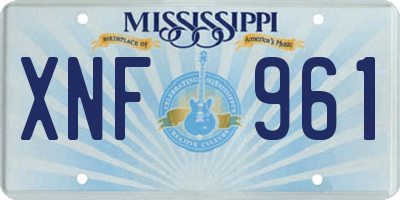 MS license plate XNF961