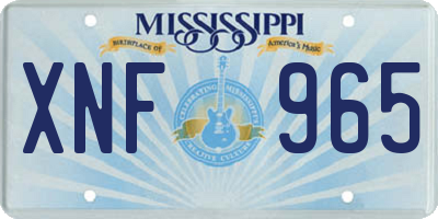 MS license plate XNF965