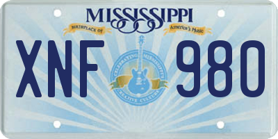 MS license plate XNF980