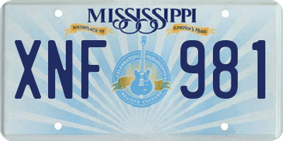MS license plate XNF981