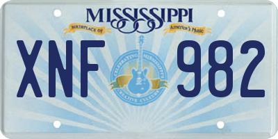MS license plate XNF982