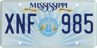 MS license plate XNF985