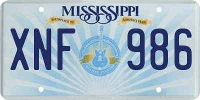 MS license plate XNF986