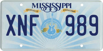 MS license plate XNF989