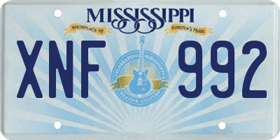 MS license plate XNF992