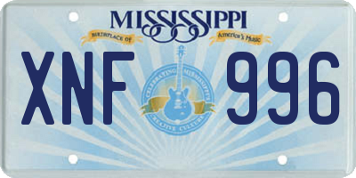MS license plate XNF996