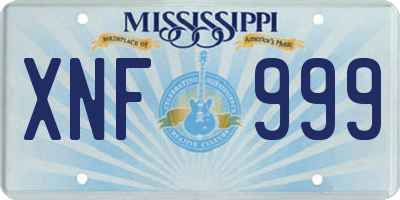 MS license plate XNF999