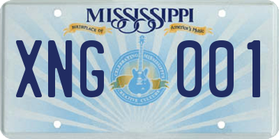 MS license plate XNG001