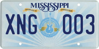 MS license plate XNG003