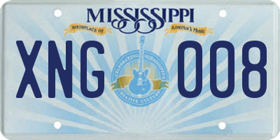 MS license plate XNG008