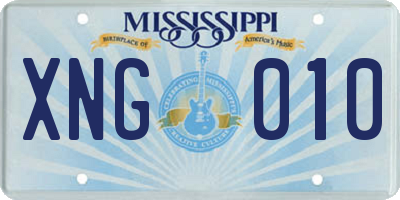 MS license plate XNG010