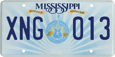 MS license plate XNG013