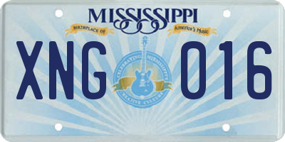 MS license plate XNG016