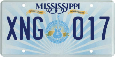MS license plate XNG017