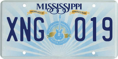 MS license plate XNG019