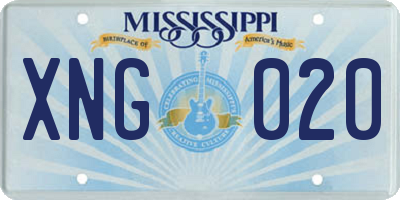 MS license plate XNG020