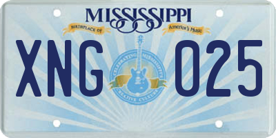 MS license plate XNG025