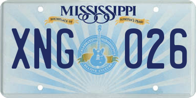 MS license plate XNG026