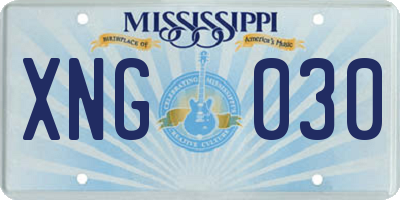 MS license plate XNG030