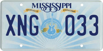 MS license plate XNG033
