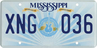 MS license plate XNG036