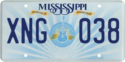 MS license plate XNG038
