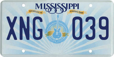 MS license plate XNG039
