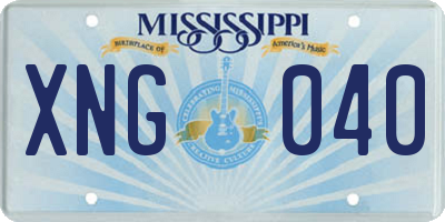 MS license plate XNG040