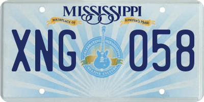 MS license plate XNG058