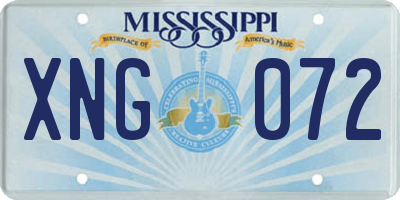 MS license plate XNG072