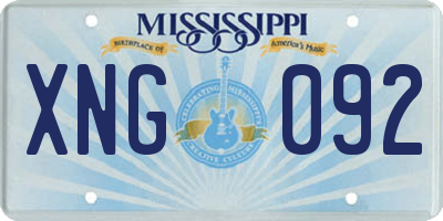 MS license plate XNG092