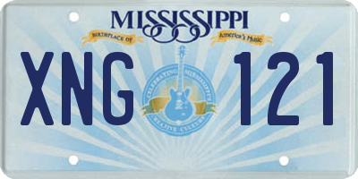 MS license plate XNG121
