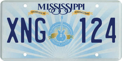 MS license plate XNG124