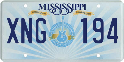 MS license plate XNG194