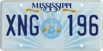 MS license plate XNG196