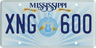 MS license plate XNG600