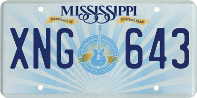MS license plate XNG643