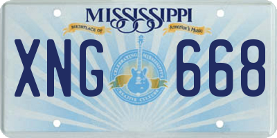 MS license plate XNG668