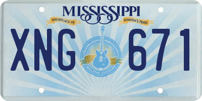 MS license plate XNG671