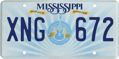 MS license plate XNG672