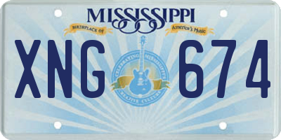 MS license plate XNG674
