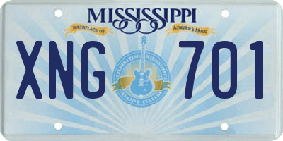 MS license plate XNG701