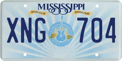 MS license plate XNG704