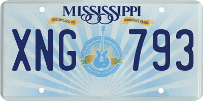 MS license plate XNG793